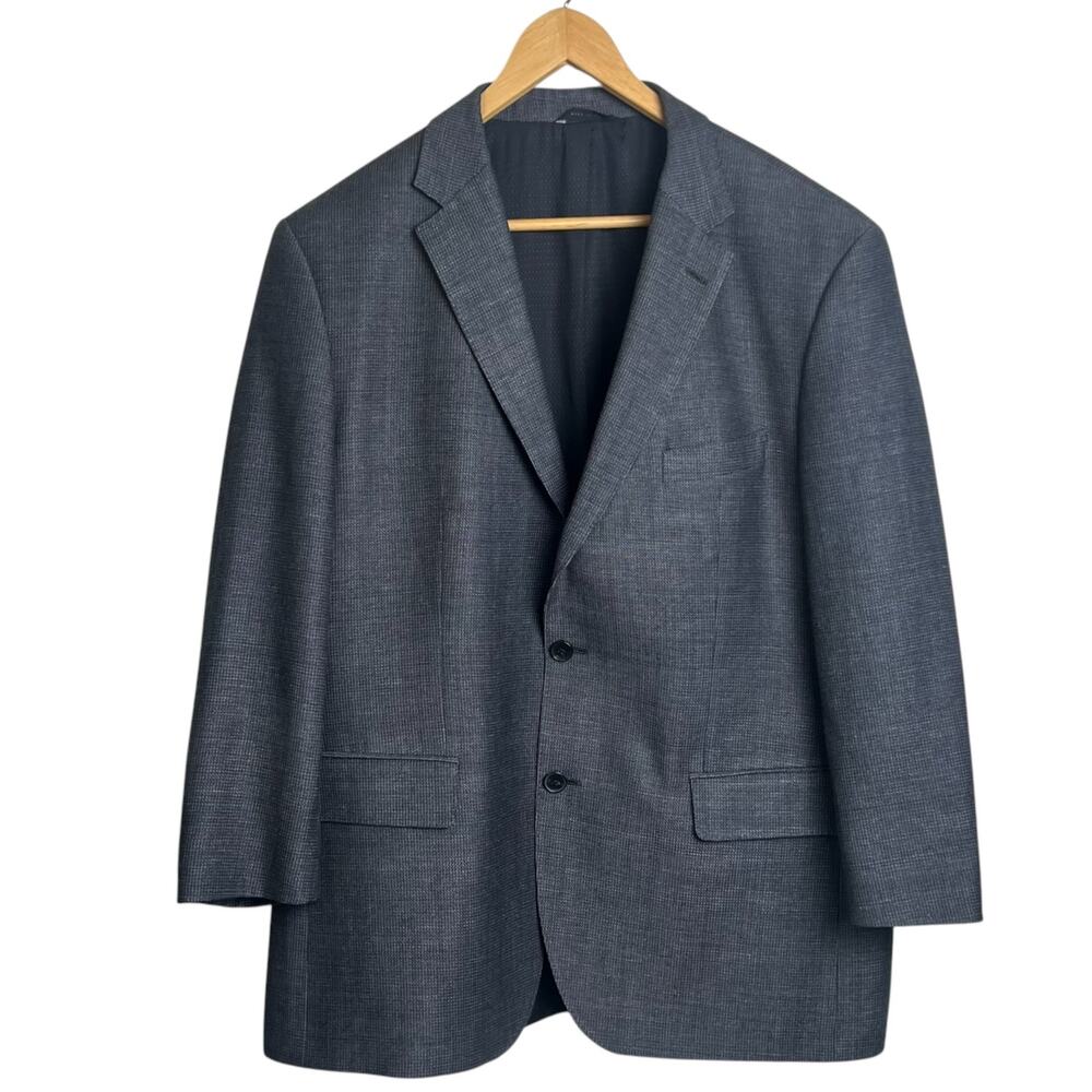 Hugo Boss Men's 46R Blazer Lanificio Tesse Biella Gray Wool Linen Sport Coat